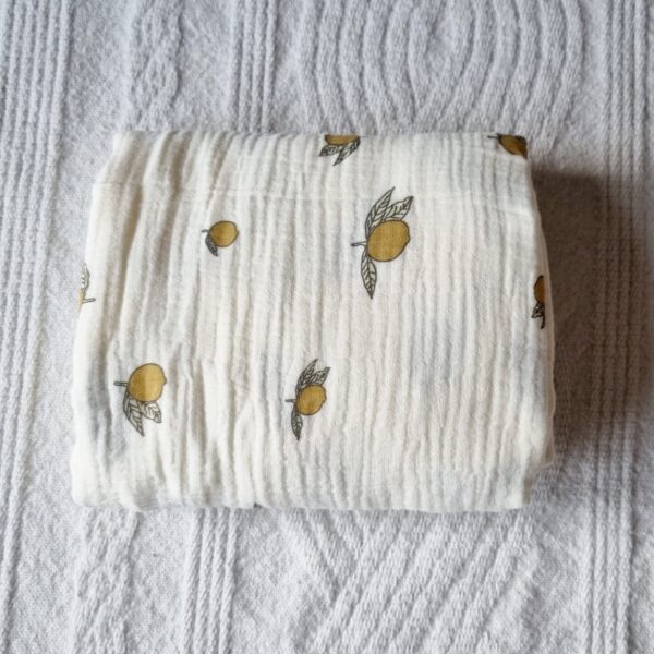 Hydrofiele doek XL - Beige met Citroenen 130x110cm - Afbeelding 4