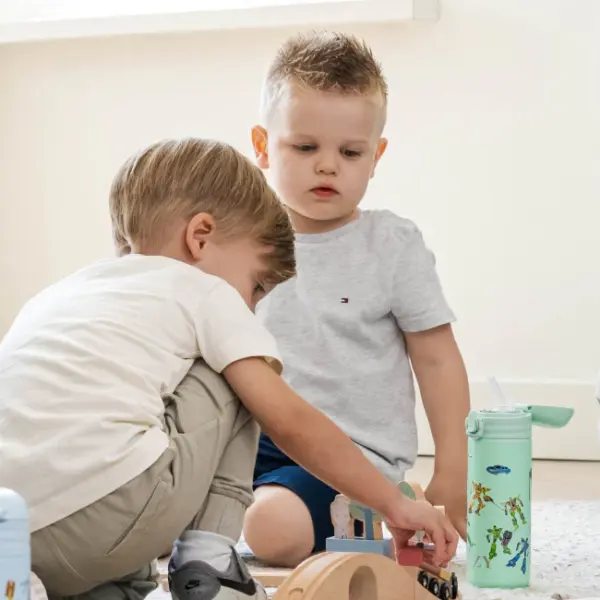 IZY Drinkfles - Kinderbeker - Groen - Waterfles met Rietje - Thermosbeker - RVS - 6 uur lang warm - 350 ml - Afbeelding 3