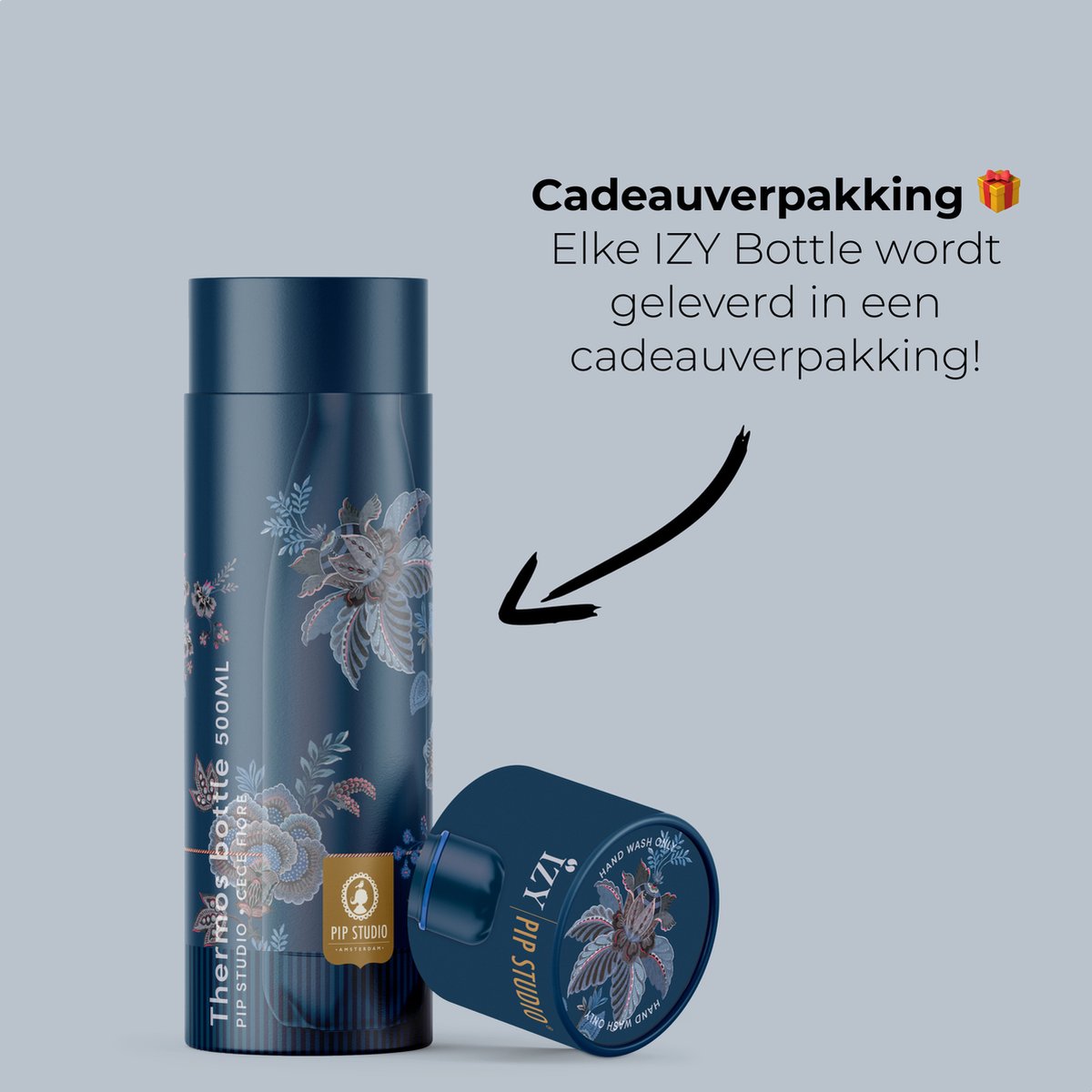 IZY Drinkfles - Pip Studio - CeCe Fiore Blauw