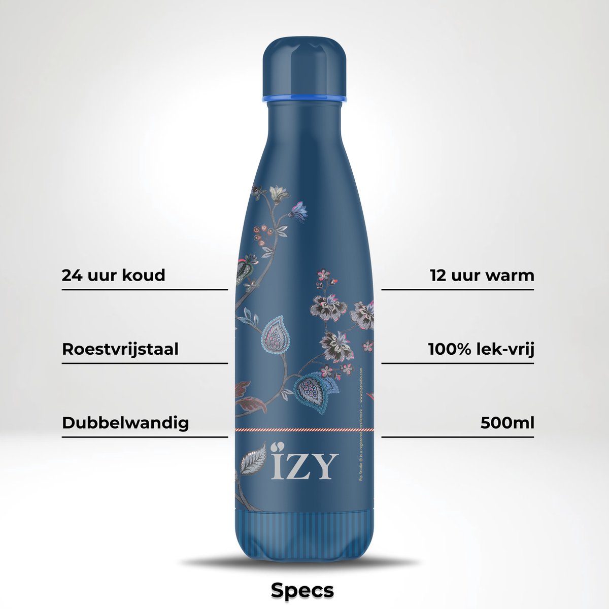 IZY Drinkfles - Pip Studio - CeCe Fiore Blauw