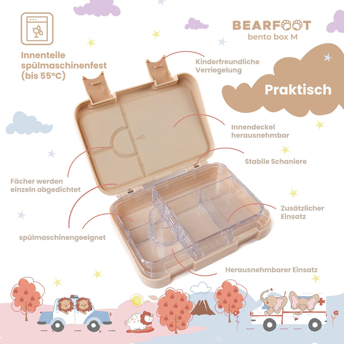 Lunchbox - Bento Box - brood trommel kinderen - Ambulance Olifanten