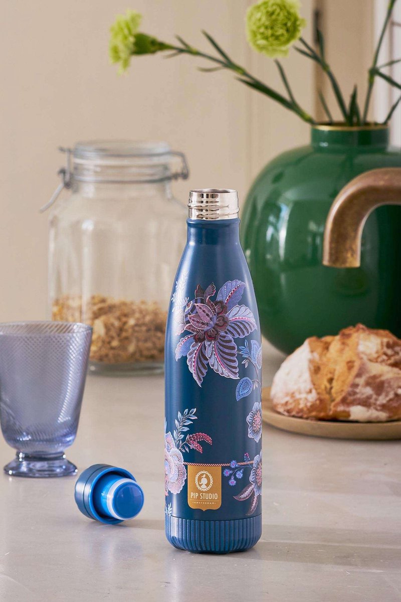 IZY Drinkfles - Pip Studio - CeCe Fiore Blauw