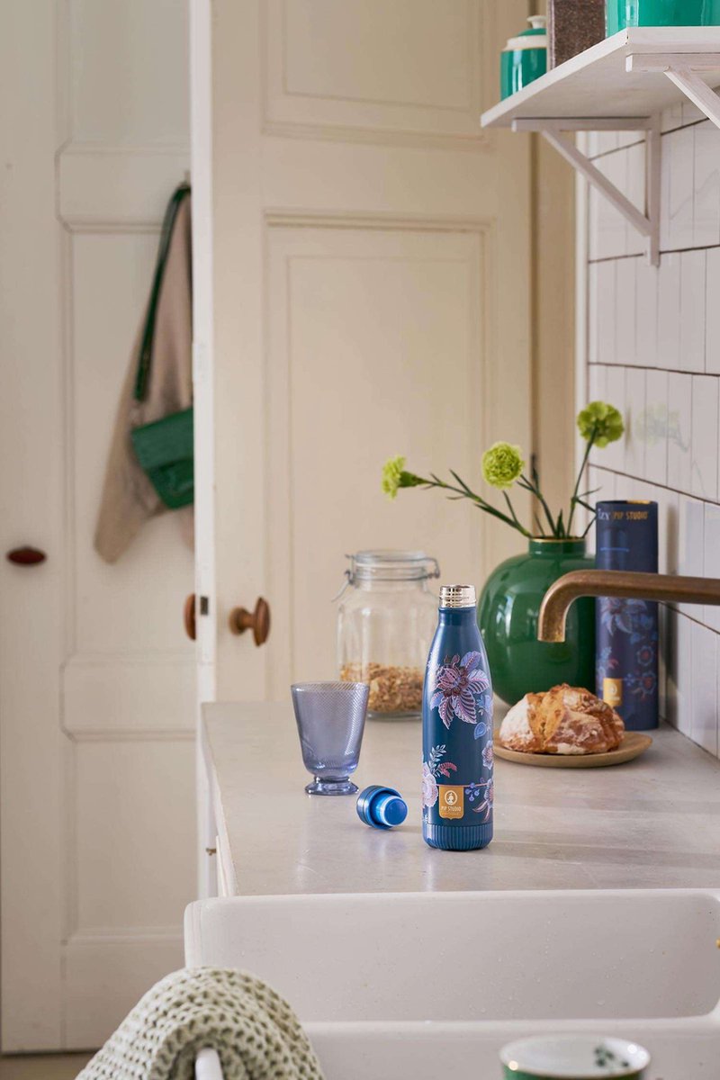 IZY Drinkfles - Pip Studio - CeCe Fiore Blauw