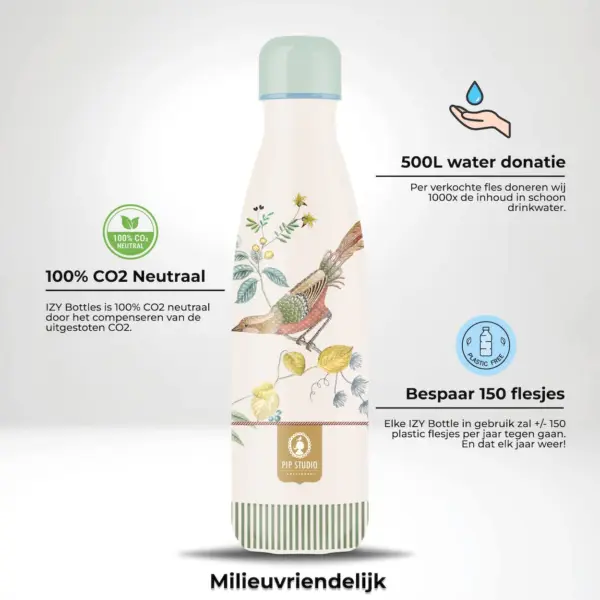 IZY Drinkfles - Pip Studio - Little Birds Wit