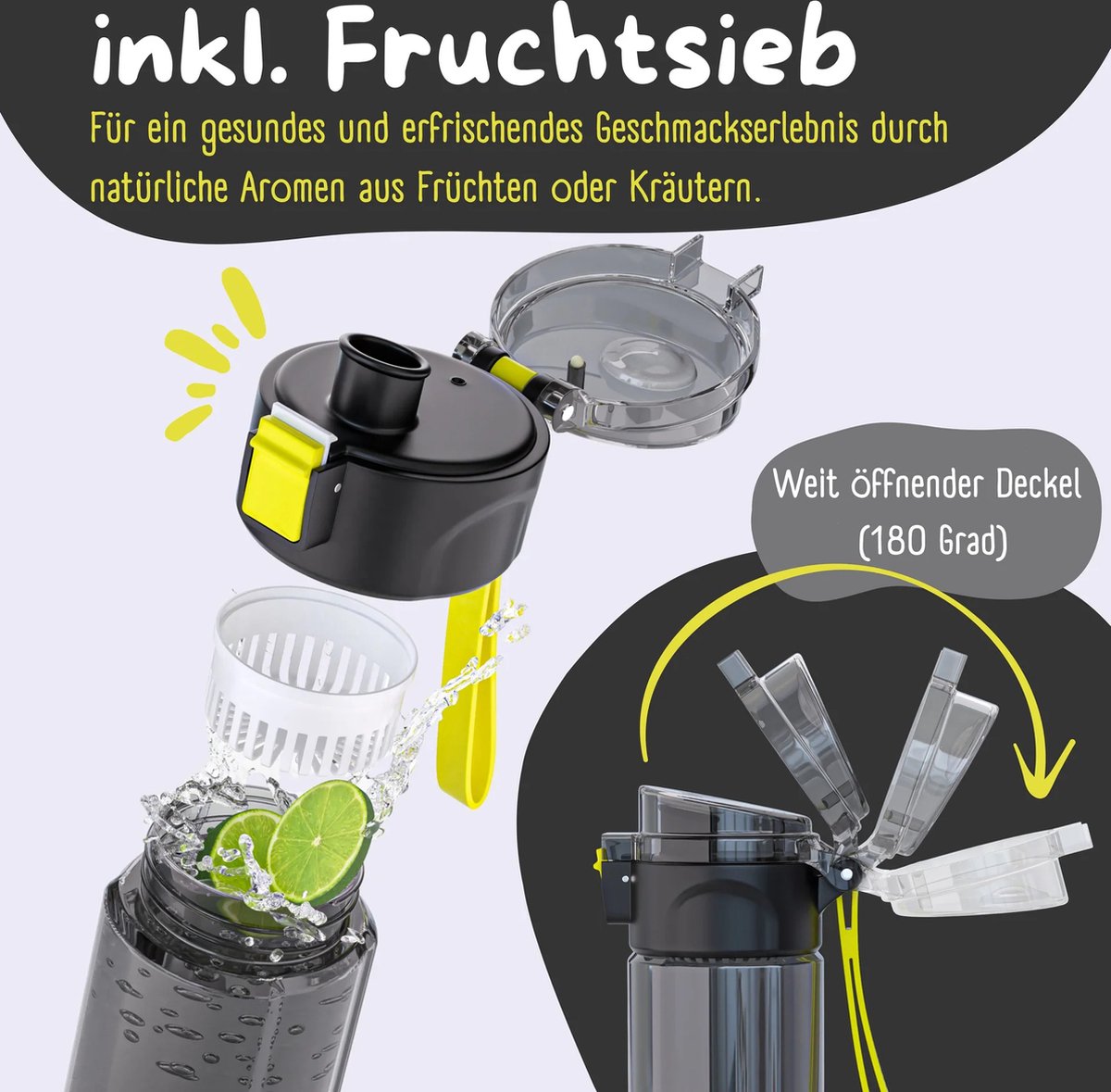 BEARFOOT Drinkfles voor kinderen - 500 ml - dinosaurus-zwart