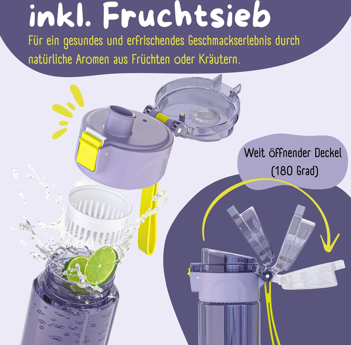 BEARFOOT Drinkfles voor kinderen - 500 ml - zeemeermin-paars