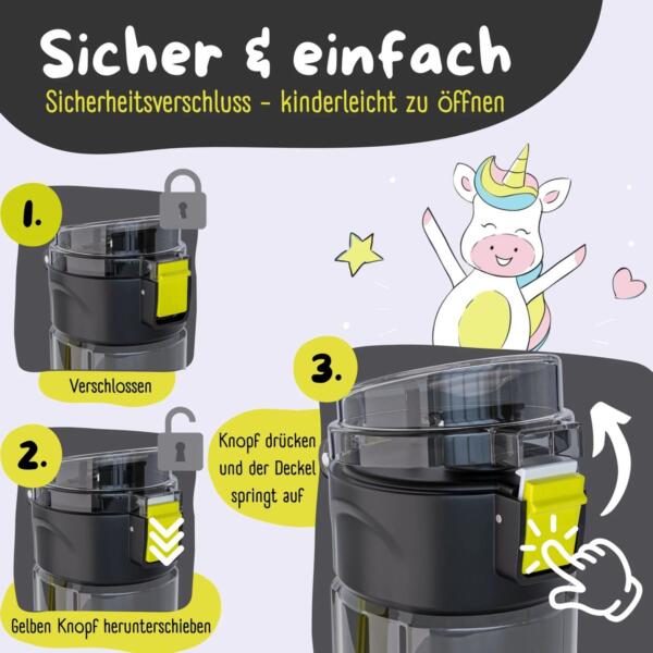 BEARFOOT Drinkfles voor kinderen - 500 ml - dinosaurus-zwart