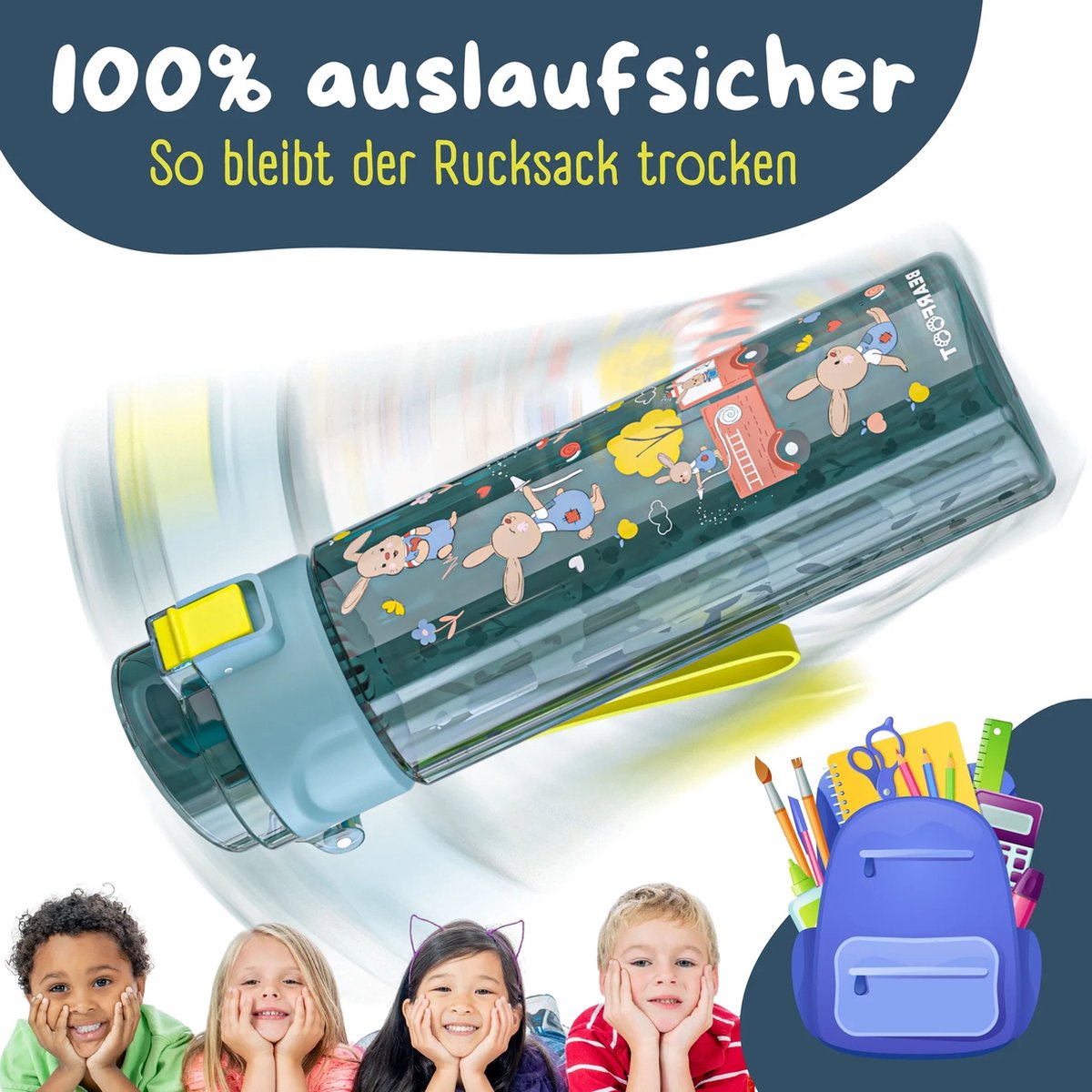 BEARFOOT Drinkfles voor kinderen - 500 ml - brandweer blauw