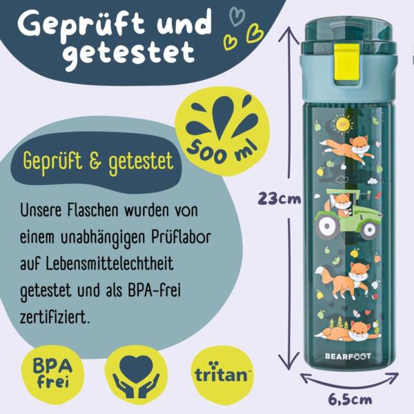 BEARFOOT Drinkfles voor kinderen - 500 ml - tractor blauw