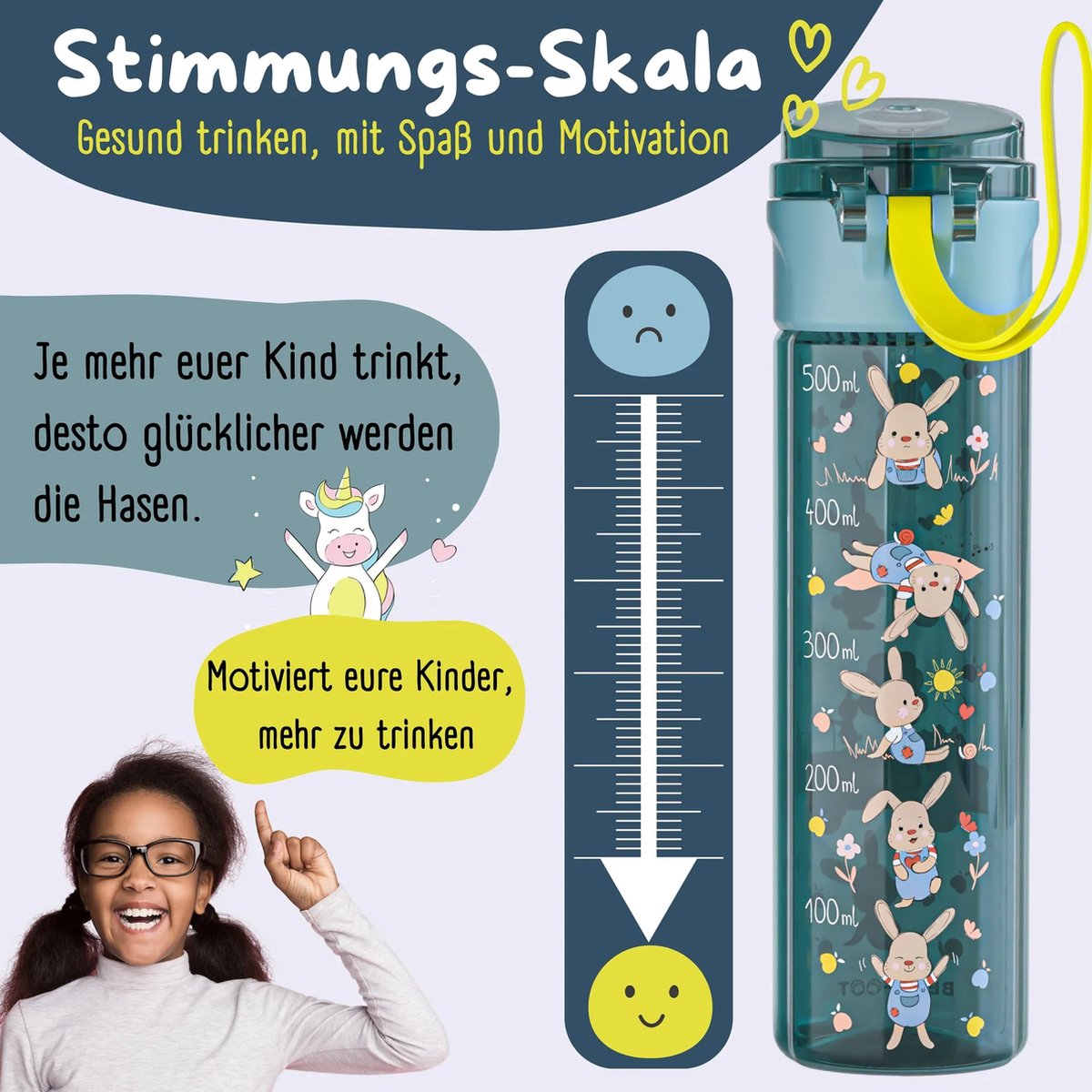 BEARFOOT Drinkfles voor kinderen - 500 ml - brandweer blauw