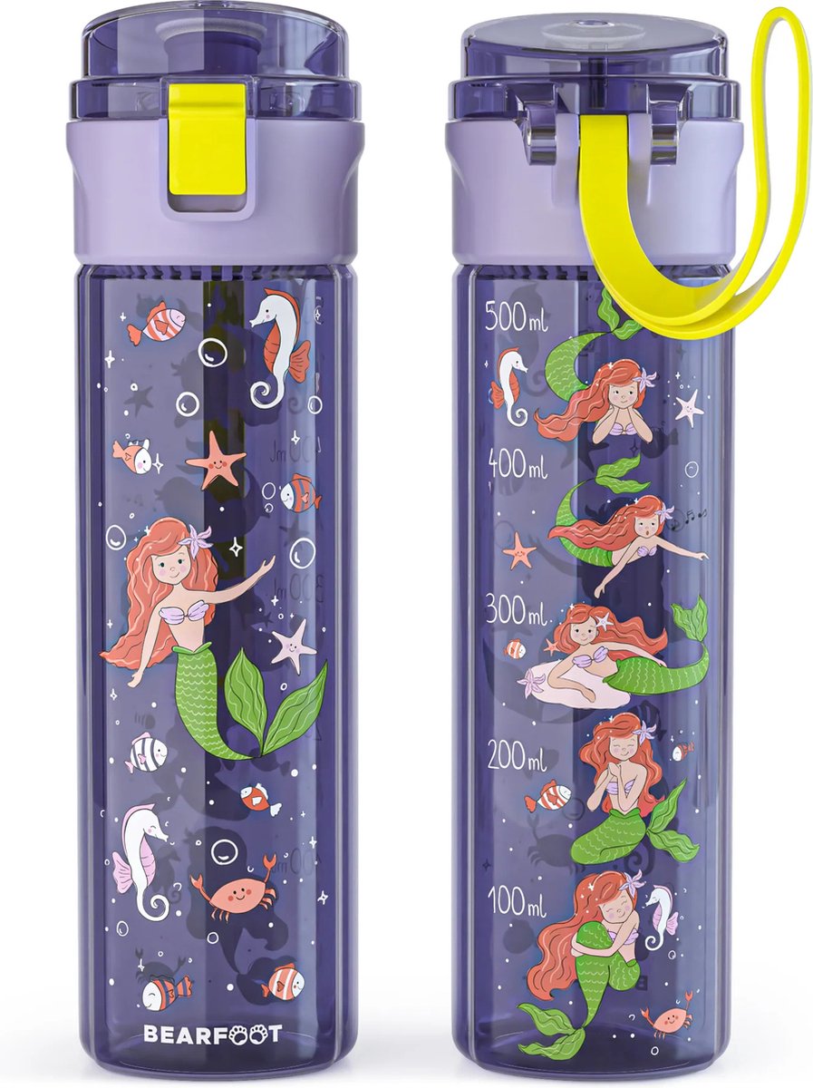 BEARFOOT Drinkfles voor kinderen - 500 ml - zeemeermin-paars