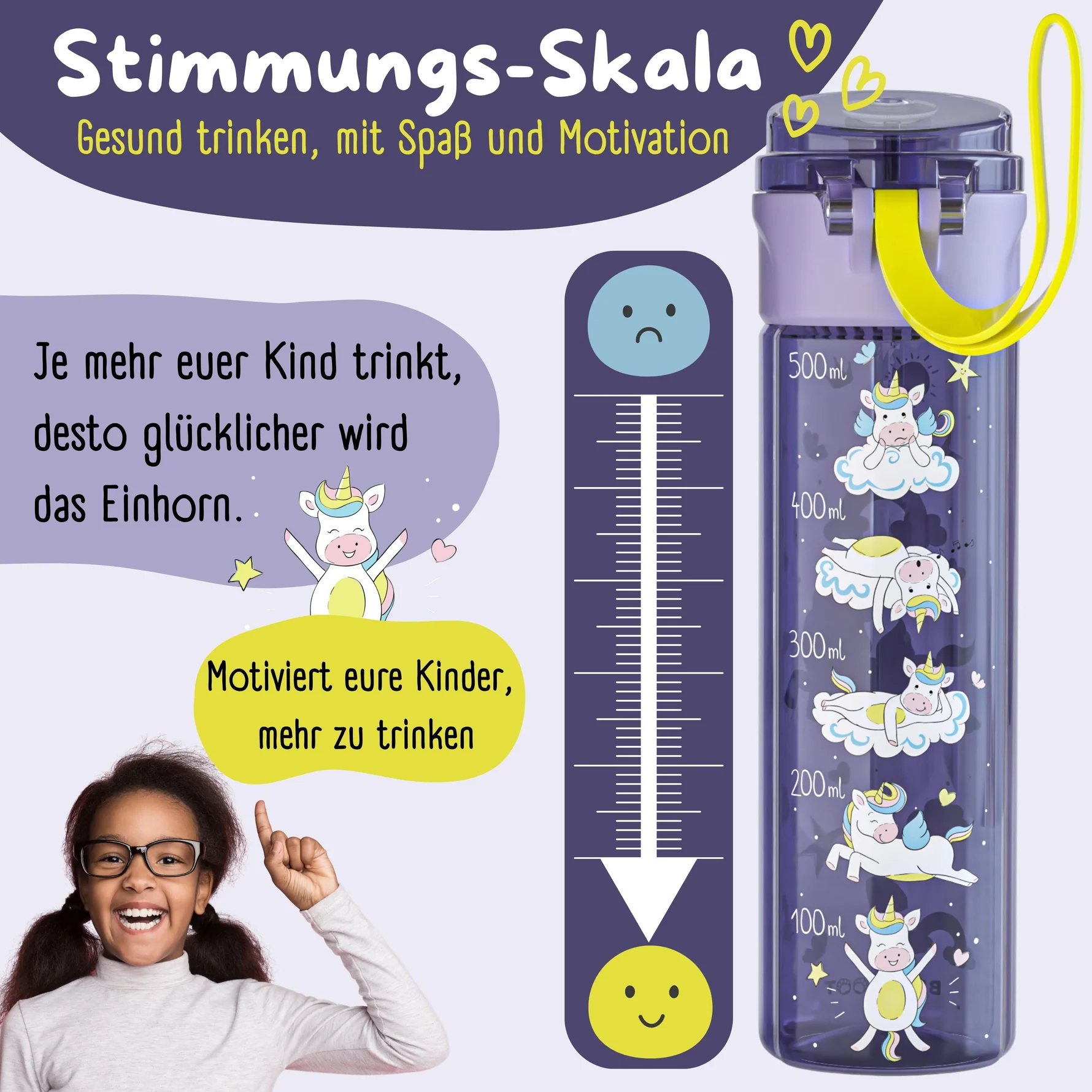 BEARFOOT Drinkfles voor kinderen - 500 ml - eenhoorn
