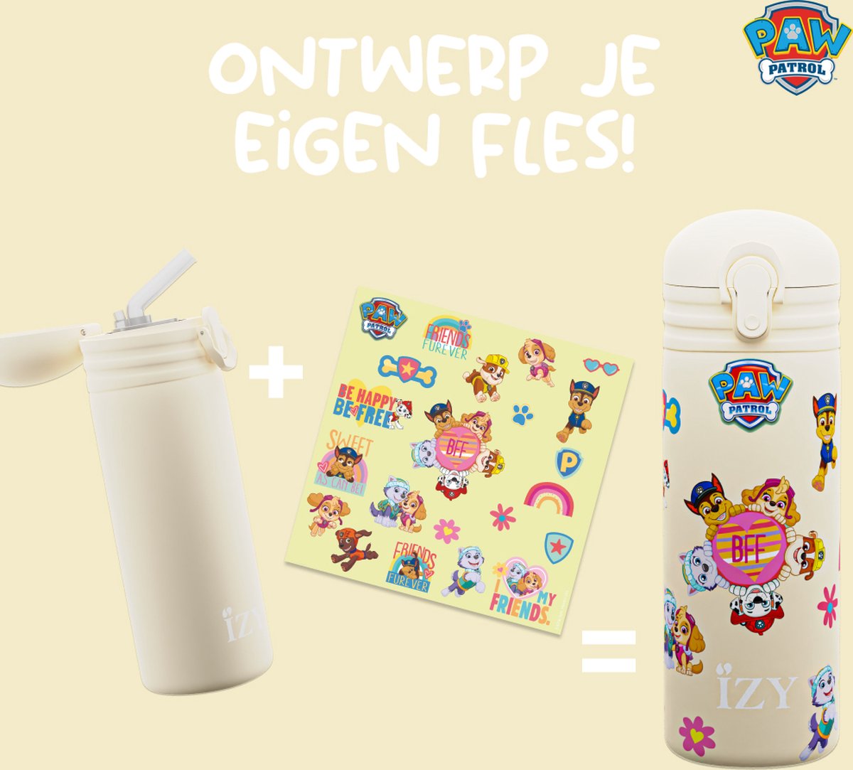 IZY Drinkfles - Paw Patrol - Waterfles met Rietje