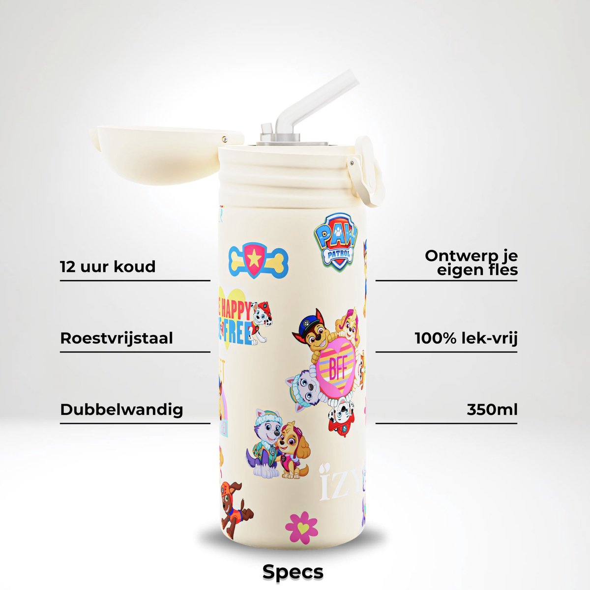 IZY Drinkfles - Paw Patrol - Waterfles met Rietje