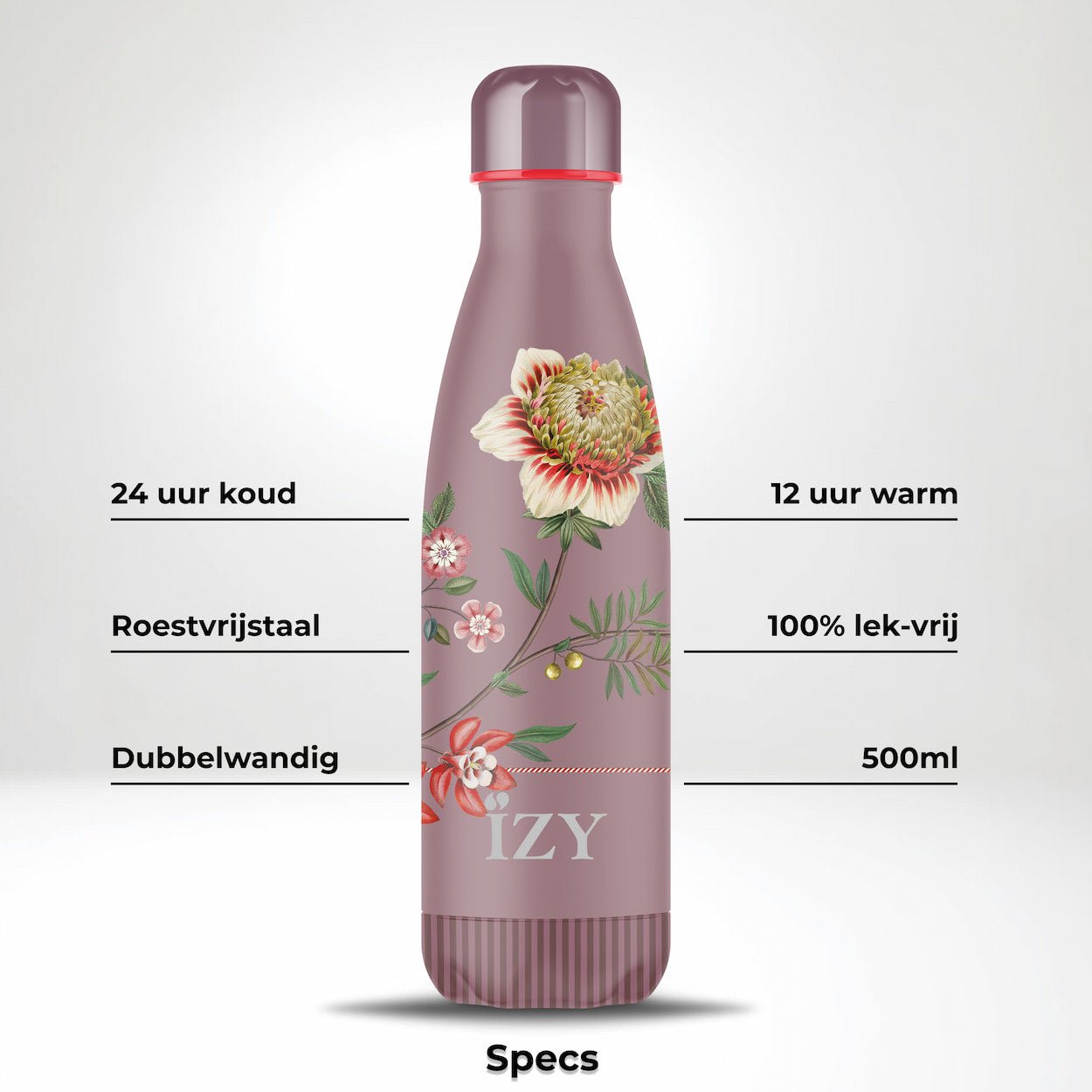 IZY Drinkfles - Pip Studio - La Dolce Vita Rozen - Waterfles - Thermosbeker - RVS - 12 uur lang warm - Kerstcadeau - 500 ml - Afbeelding 2