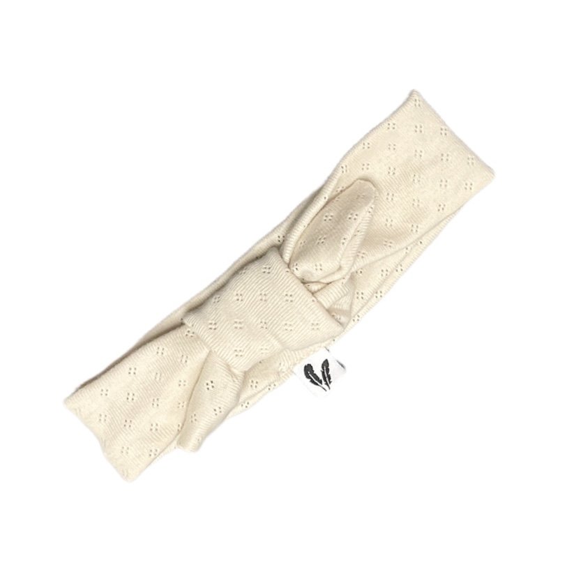 Knoophaarband pointelle natural beige