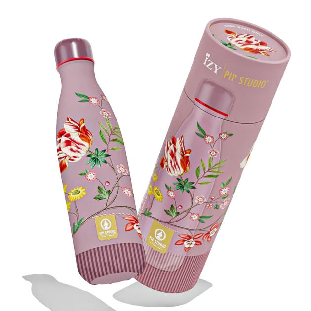 IZY Drinkfles - Pip Studio - La Dolce Vita Rozen - Waterfles - Thermosbeker - RVS - 12 uur lang warm - Kerstcadeau - 500 ml