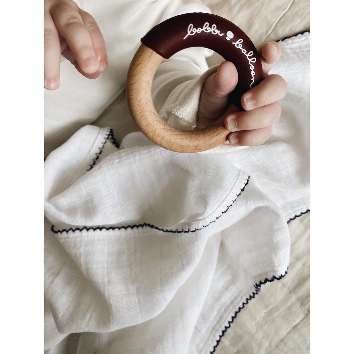 Bobbi Balloon Mousseline met gehaakte bies - marineblauw - Afbeelding 3