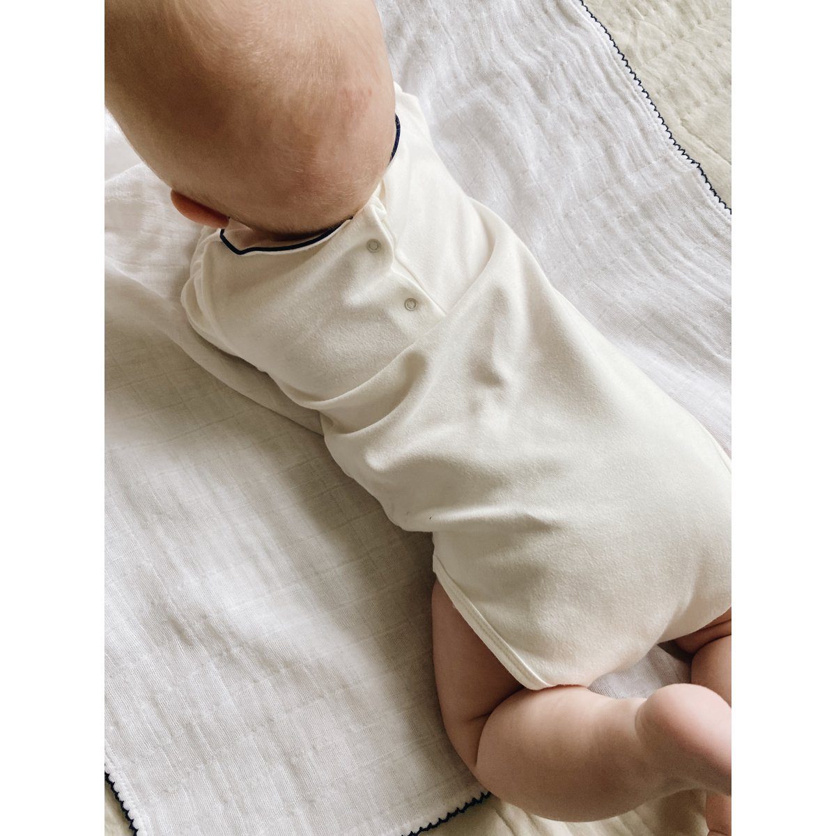 Bobbi Balloon Mousseline met gehaakte bies - marineblauw - Afbeelding 9