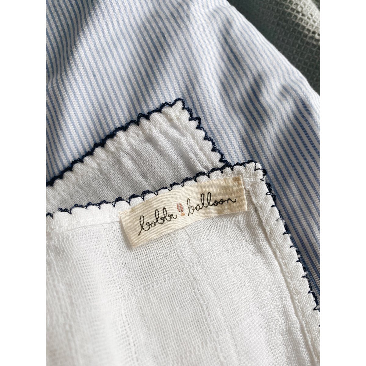 Bobbi Balloon Mousseline met gehaakte bies - marineblauw - Afbeelding 5