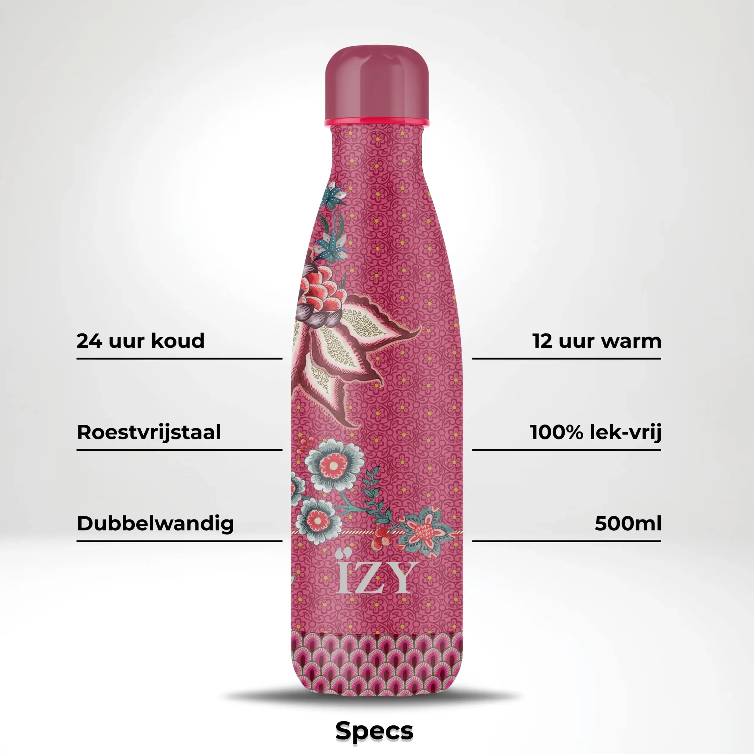IZY Bottle – Pip Studio Flower Festival (Roze) 500ML