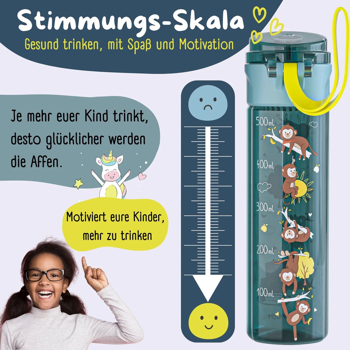 BEARFOOT Drinkfles voor kinderen - 500 ml - graafmachine blauw