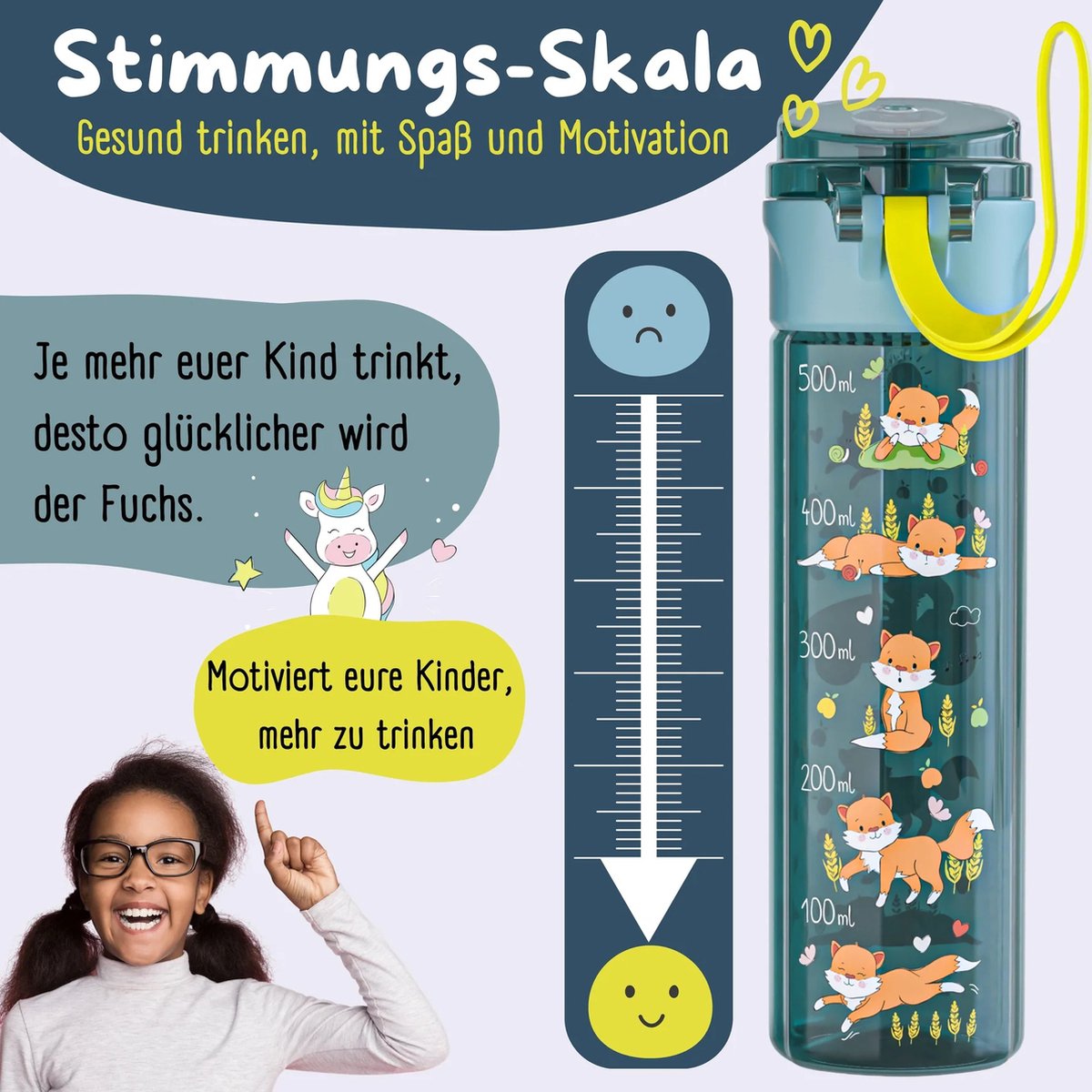 BEARFOOT Drinkfles voor kinderen - 500 ml - tractor blauw