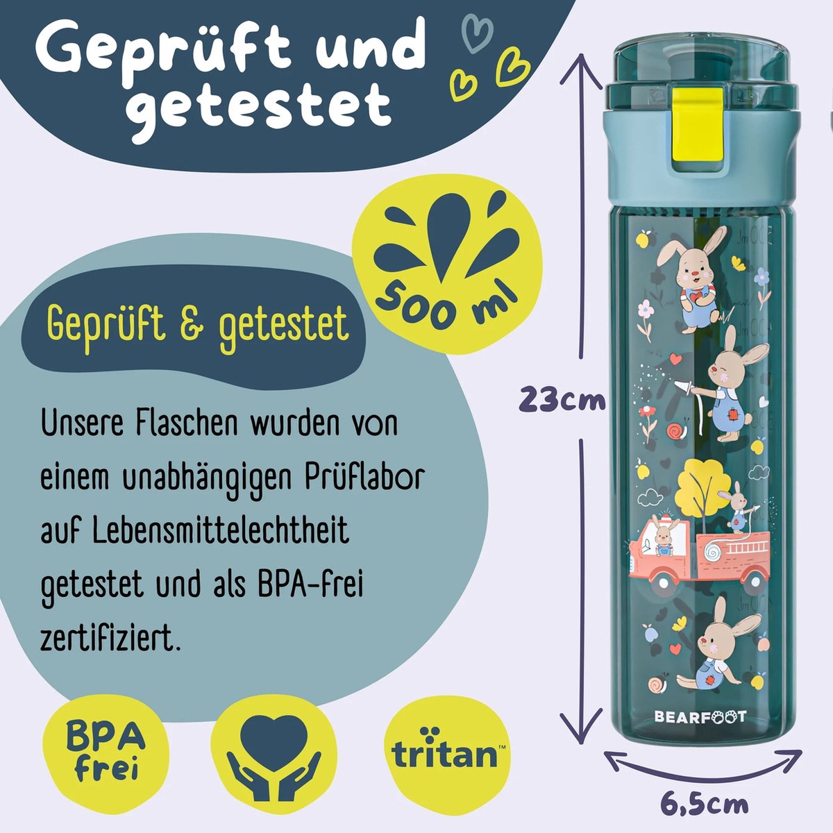 BEARFOOT Drinkfles voor kinderen - 500 ml - brandweer blauw