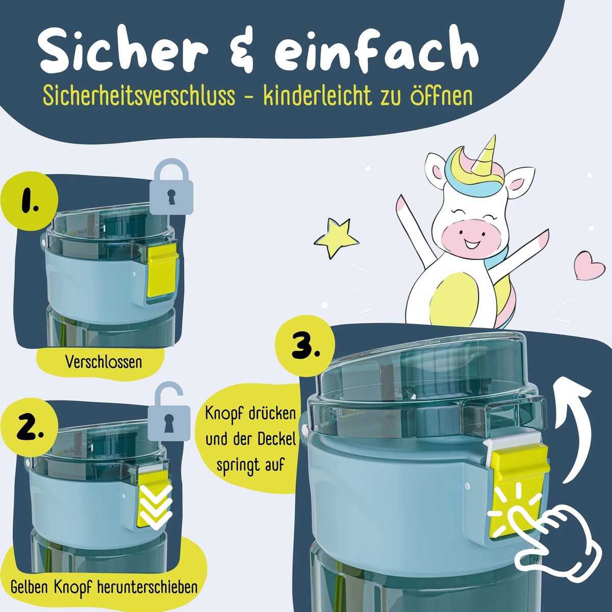 BEARFOOT Drinkfles voor kinderen - 500 ml - graafmachine blauw