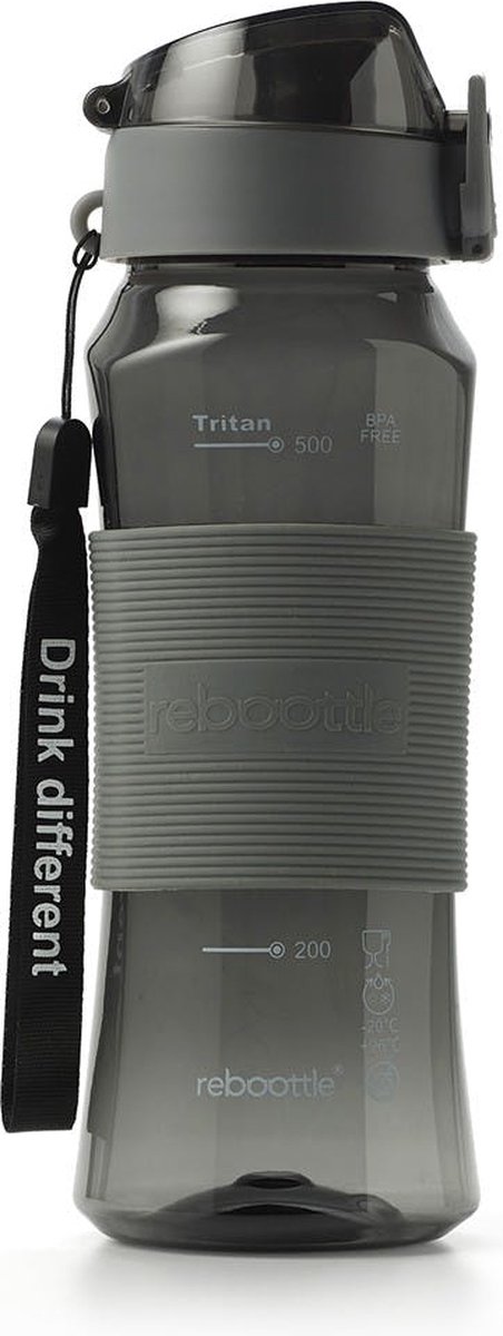 Reboottle - Sky - Duurzame drinkfles - Bidon - 500ml - Zwart